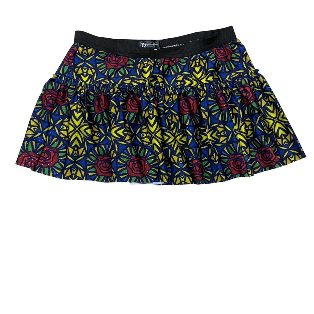 Sparkle Athletic Stained Glass Rose Running Skirt Blue Yellow XS SS1000 BE2021